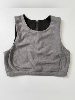 Lululemon Grey Sleeveless Crop Top Mesh Back EUC